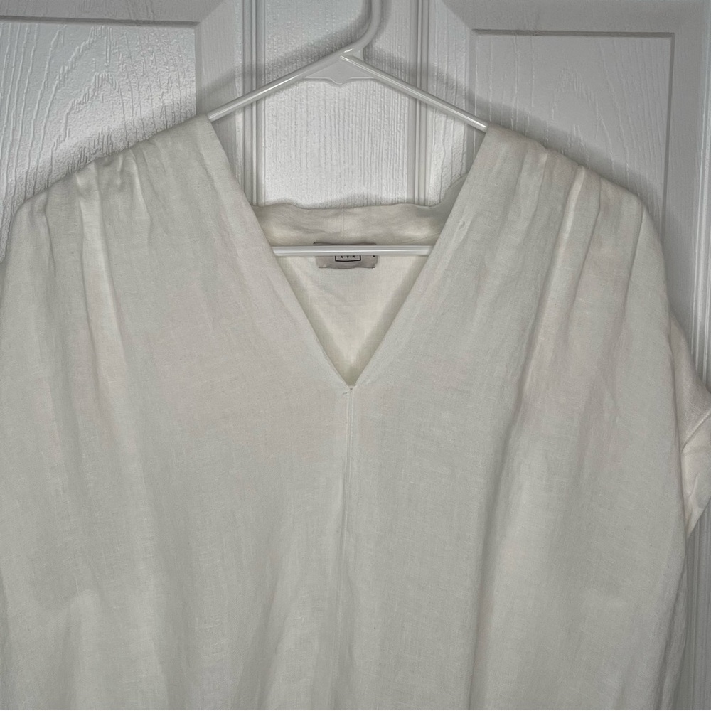 AYR 100% Linen Cap Sleeve Boxy Blouse the Flow? in White Oversized M - Picture 4 of 10